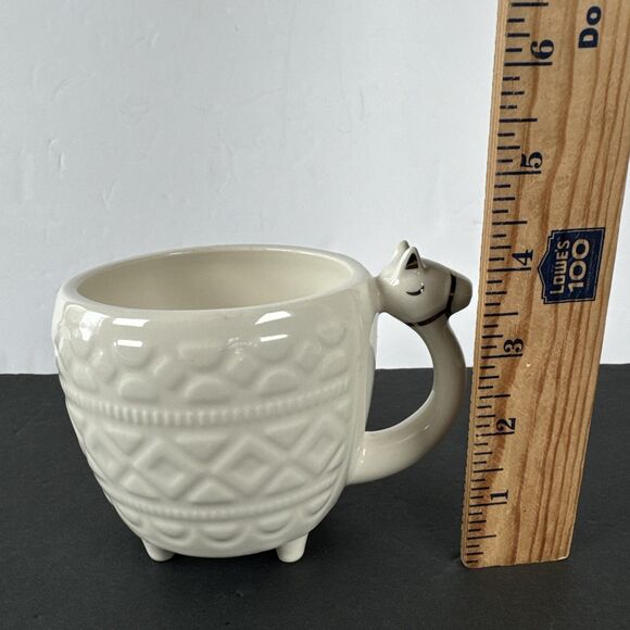 Llama Coffee Mug‎ Cup Opalhouse Cream White Gold Accents Textured - Picture 8 of 9